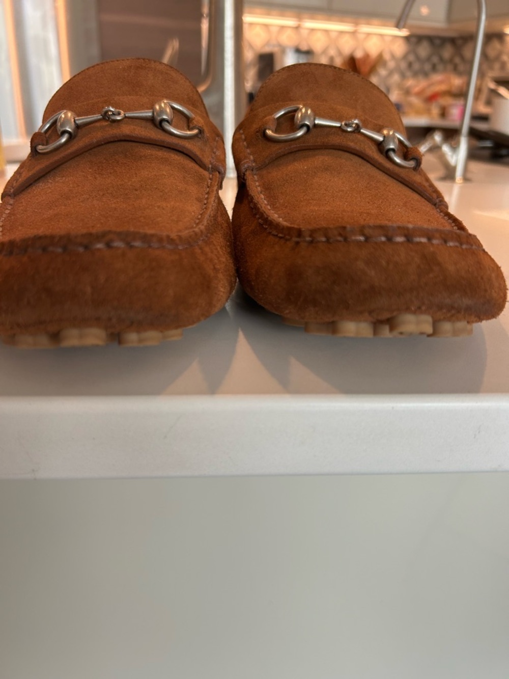 Gucci Brown Suede Horsebit Slip-On Loafers - Picture 6 of 10